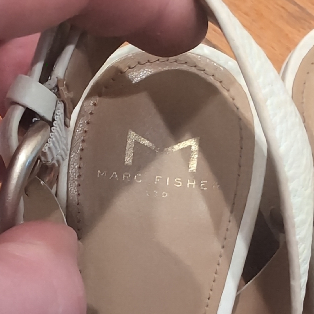 Marc Fisher Cream Peep Toe Slingback Sandals - Picture 3 of 11